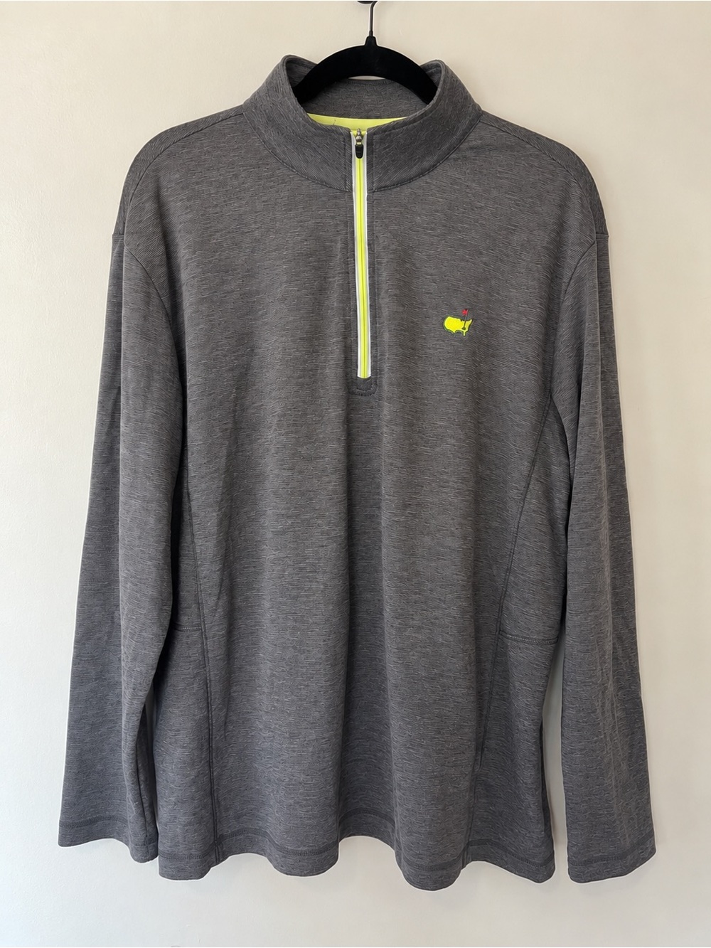 Masters Tech Golf Quarter Zip Pullover Gray Neon Yellow Men’s Large Augusta